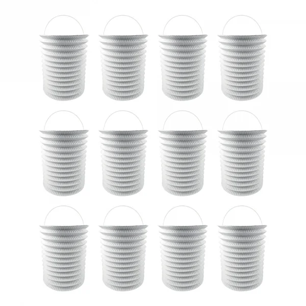 12 Lampions en papier blanc - 16 cm