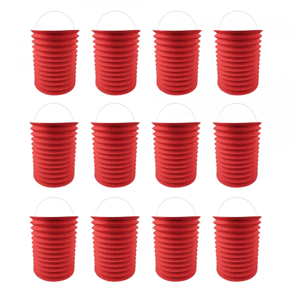 12 Lampions en papier rouge - 16 cm