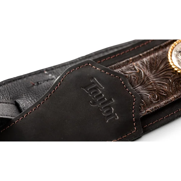 3-inc. Grand Pacific Nickel Concho Leather Guitar Strap 4121-30 - Brown