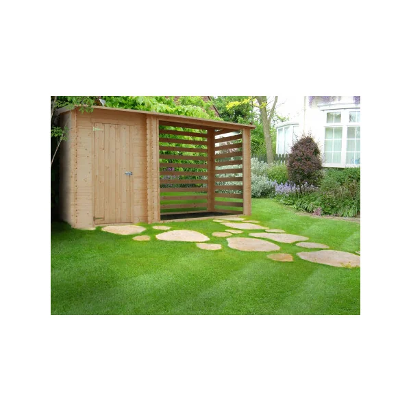 Abri Bûches 4 stères avec Abri de Jardin Stockage Bois Rangement Bois Abri Bois Bucher de Jardin