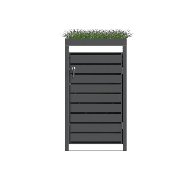 Abri Cache Poubelle Avec Jardinière Métal Anthracite Design
