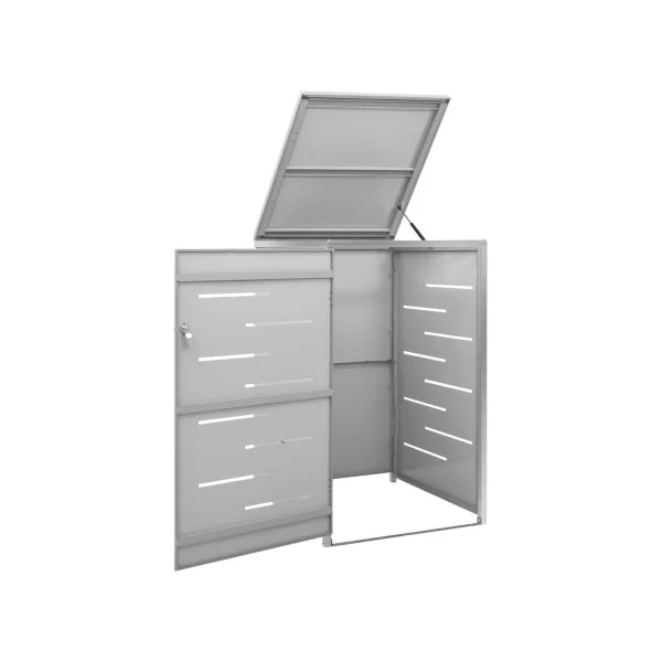 Abri Cache Poubelle Métal Gris Design Abri de Jardin Poubelle