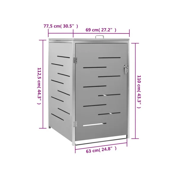 Abri Cache Poubelle Métal Gris Design Abri de Jardin Poubelle