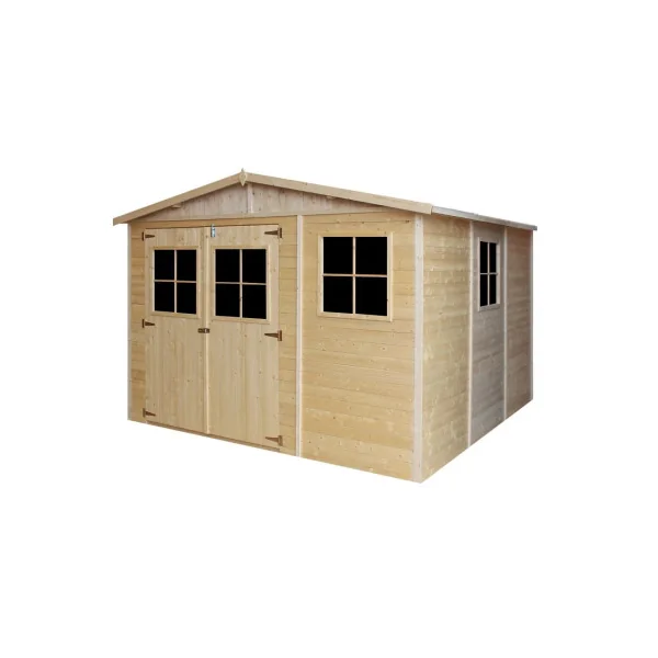 Abri de jardin 10,23m² Bois Massif Pin et Epicéa 17 mm