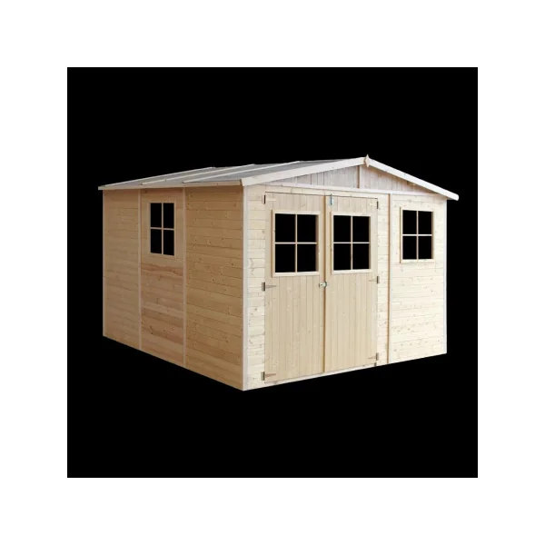 Abri de jardin 10,23m² Bois Massif Pin et Epicéa 17 mm