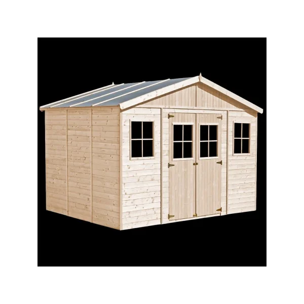 Abri de jardin 13,37m² Bois Massif Pin et Epicéa 17 mm