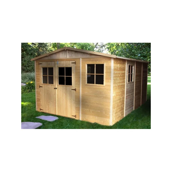 Abri de jardin 13,47m² Bois Massif Pin et Epicéa 17 mm