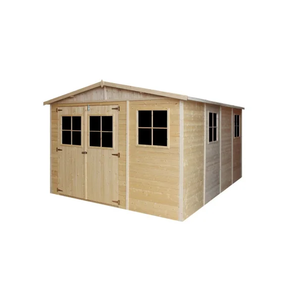 Abri de jardin 13,47m² Bois Massif Pin et Epicéa 17 mm