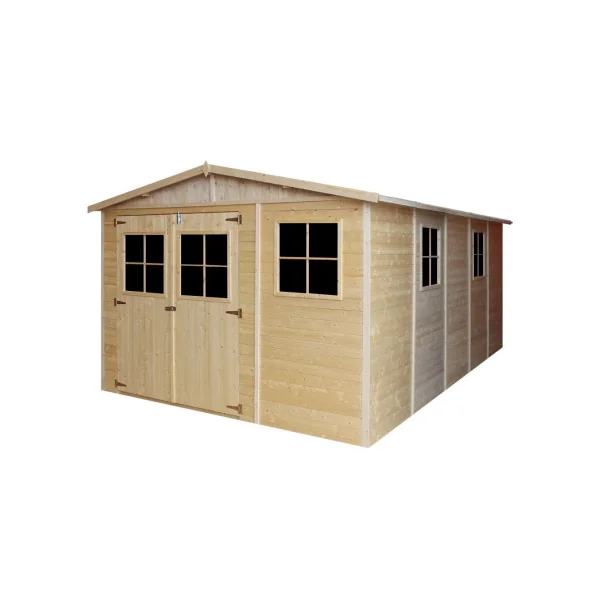 Abri de jardin 16,71m² Bois Massif Pin et Epicéa 17 mm