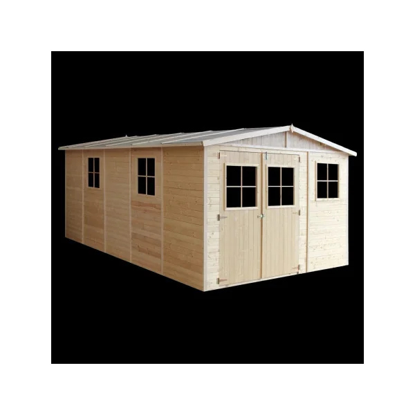 Abri de jardin 16,71m² Bois Massif Pin et Epicéa 17 mm