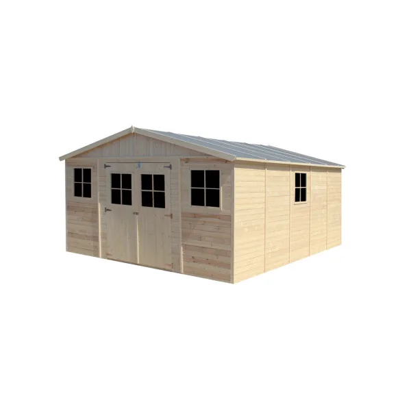 Abri de jardin 21,81m² Bois Massif Pin et Epicéa 17 mm