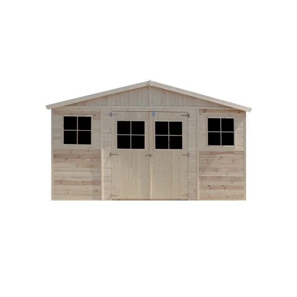 Abri de jardin 21,81m² Bois Massif Pin et Epicéa 17 mm