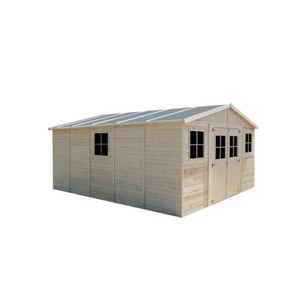 Abri de jardin 21,81m² Bois Massif Pin et Epicéa 17 mm
