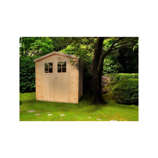 Abri de jardin 4,44m² Madrier 19 mm Bois Massif Pin et Epicéa Porte Renforcé avec Serrure