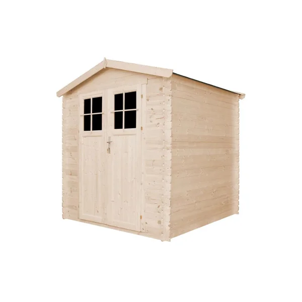 Abri de jardin 4,44m² Madrier 19 mm Bois Massif Pin et Epicéa Porte Renforcé avec Serrure