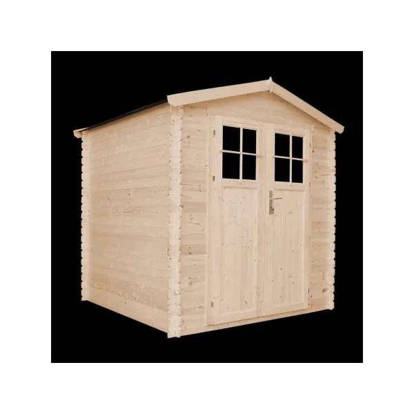 Abri de jardin 4,44m² Madrier 19 mm Bois Massif Pin et Epicéa Porte Renforcé avec Serrure