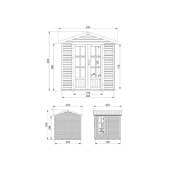 Abri de jardin 5,17m² Bois Massif Pin et Epicéa 16 mm et 18 mm avec Plancher