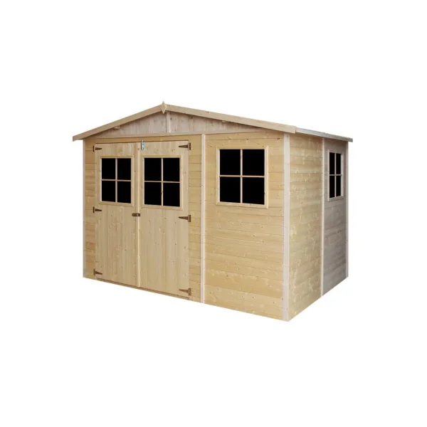 Abri de jardin 6,99m² Bois Massif Pin et Epicéa 17 mm