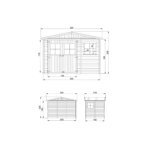 Abri de jardin 6,99m² Bois Massif Pin et Epicéa 17 mm