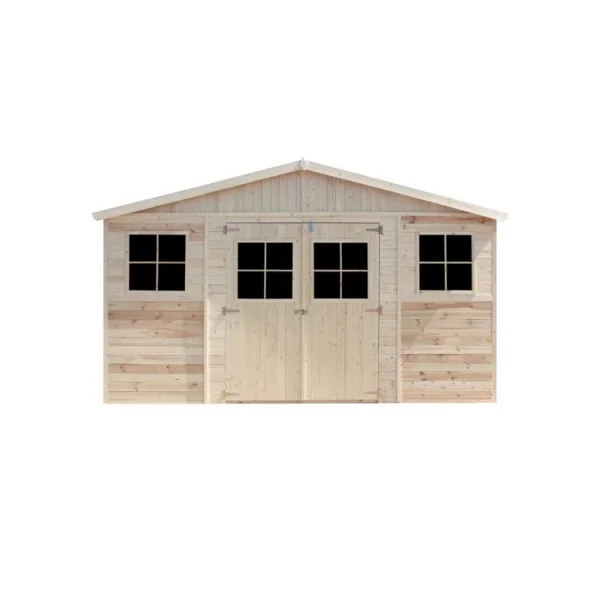Abri de jardin 9,19m² Bois Massif Pin et Epicéa 17 mm