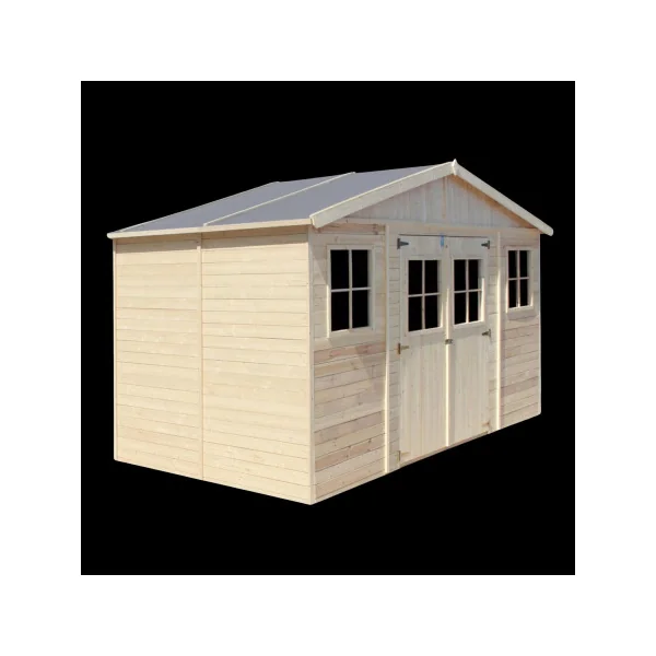 Abri de jardin 9,19m² Bois Massif Pin et Epicéa 17 mm