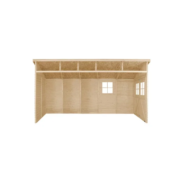 Abri de jardin Adossé 11,08m² Bois Massif Pin et Epicéa 17 mm