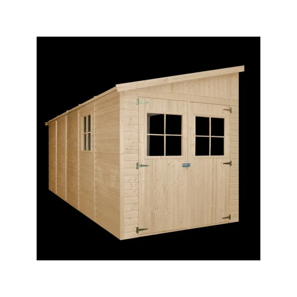 Abri de jardin Adossé 11,08m² Bois Massif Pin et Epicéa 17 mm