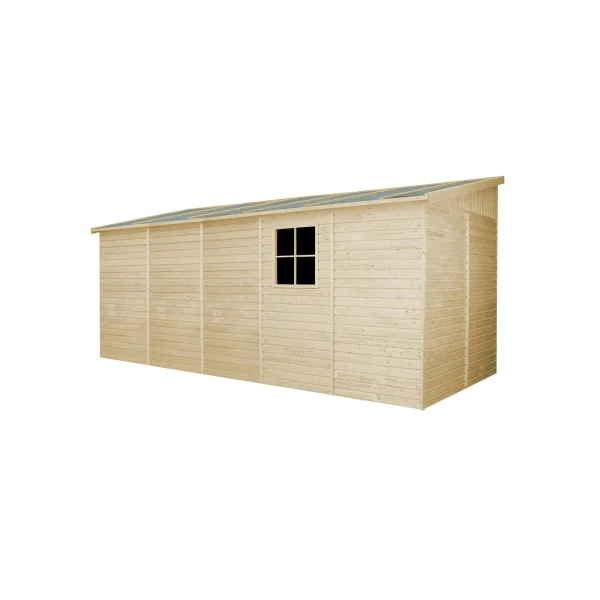 Abri de jardin Adossé 11,20m² Bois Massif Pin et Epicéa 17 mm