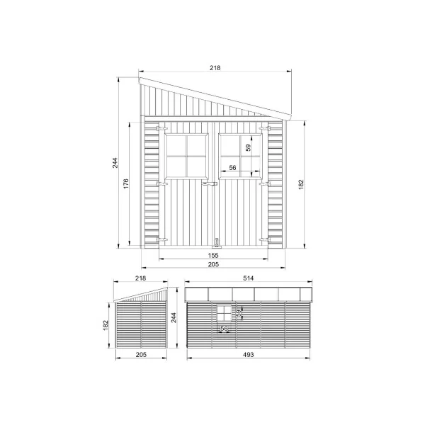 Abri de jardin Adossé 11,20m² Bois Massif Pin et Epicéa 17 mm