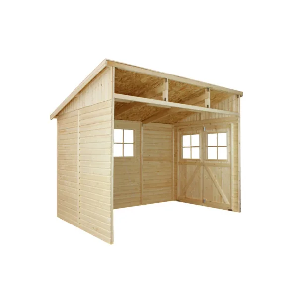 Abri de jardin Adossé 6,86m² Bois Massif Pin et Epicéa 17 mm