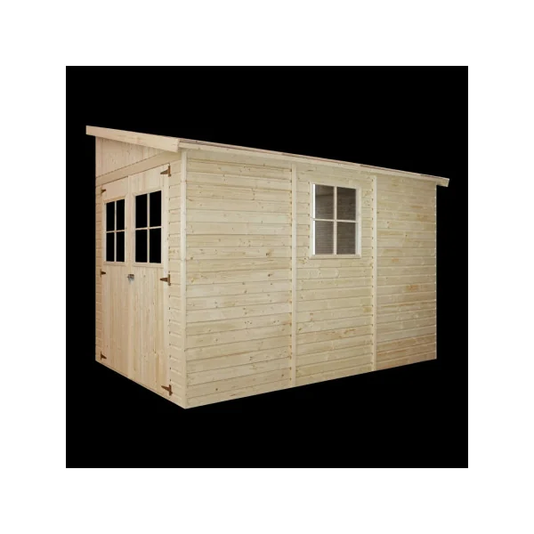 Abri de jardin Adossé 6,86m² Bois Massif Pin et Epicéa 17 mm