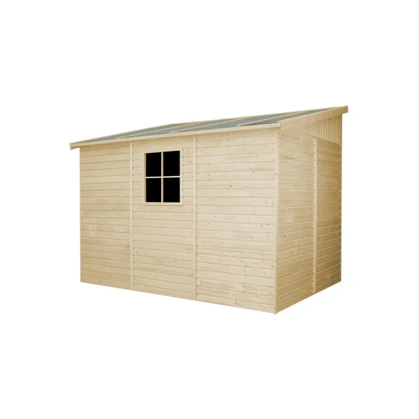 Abri de jardin Adossé 6,93m² Bois Massif Pin et Epicéa 17 mm