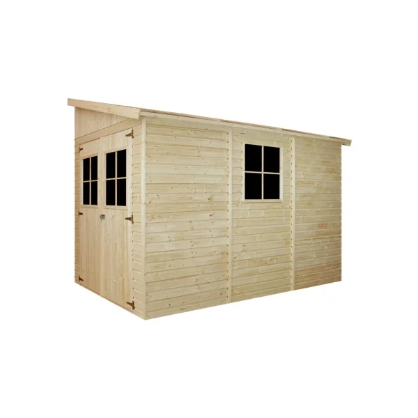 Abri de jardin Adossé 6,93m² Bois Massif Pin et Epicéa 17 mm