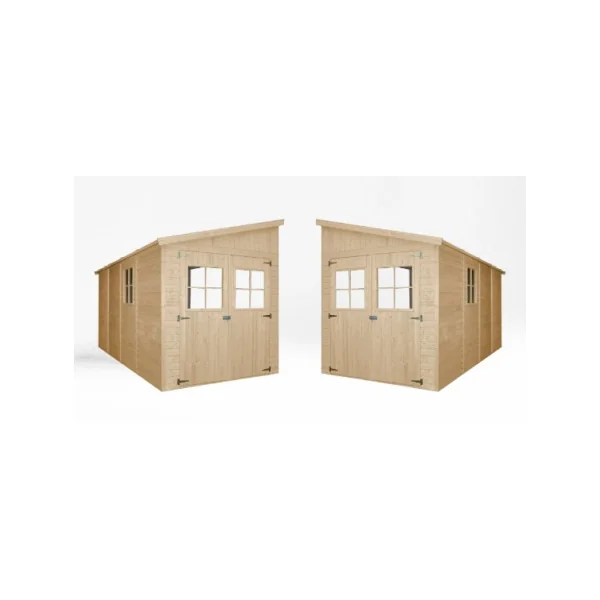 Abri de jardin Adossé 8,98m² Bois Massif Pin et Epicéa 17 mm