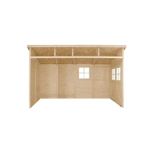 Abri de jardin Adossé 8,98m² Bois Massif Pin et Epicéa 17 mm