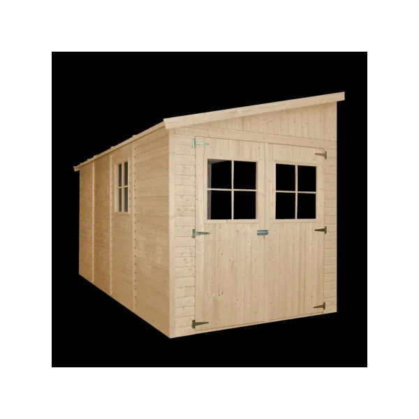 Abri de jardin Adossé 8,98m² Bois Massif Pin et Epicéa 17 mm