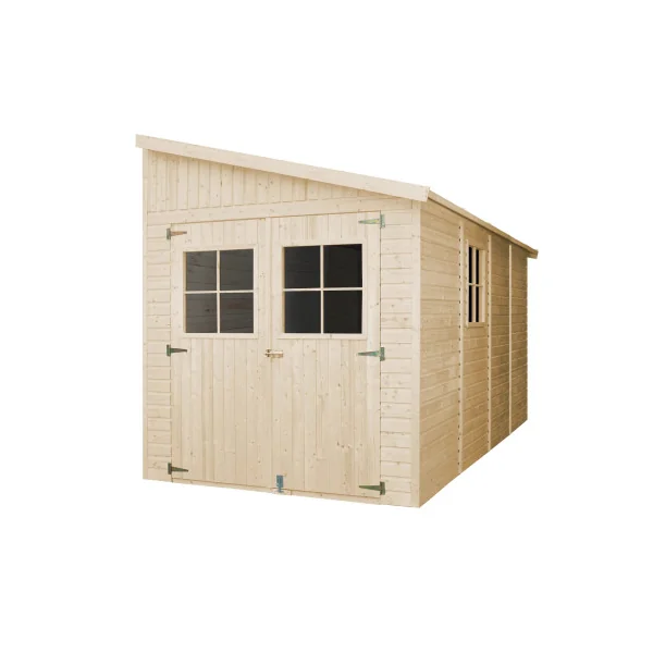 Abri de jardin Adossé 9,06m² Bois Massif Pin et Epicéa 17 mm