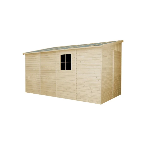 Abri de jardin Adossé 9,06m² Bois Massif Pin et Epicéa 17 mm