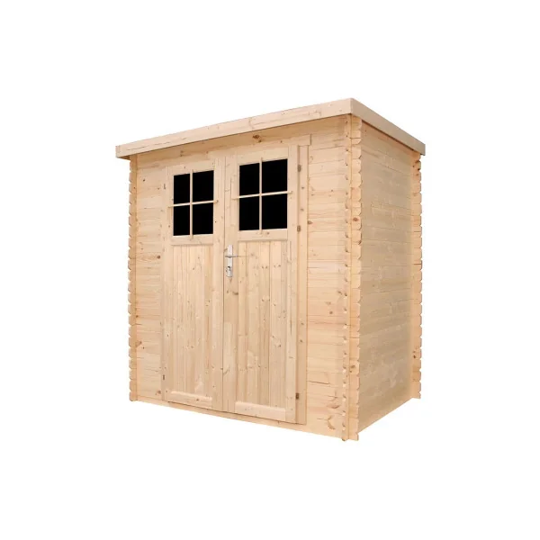 Abri de jardin Bois Massif 2,89m² Madrier 19 mm Monopente Porte Renforcé