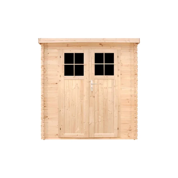 Abri de jardin Bois Massif 2,89m² Madrier 19 mm Monopente Porte Renforcé
