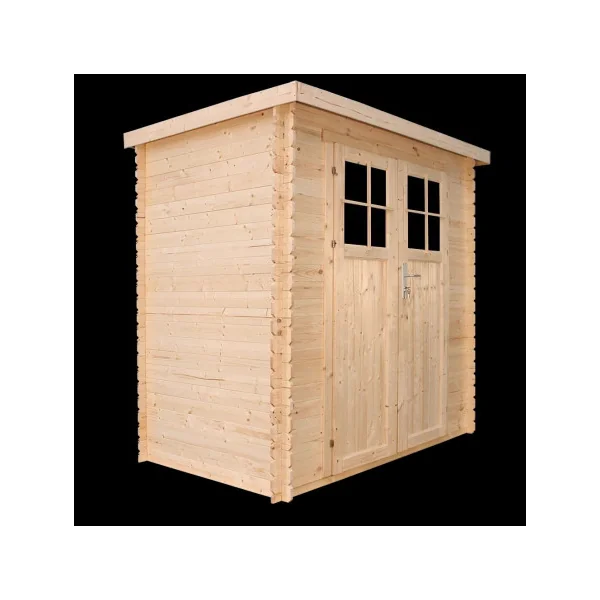 Abri de jardin Bois Massif 2,89m² Madrier 19 mm Monopente Porte Renforcé