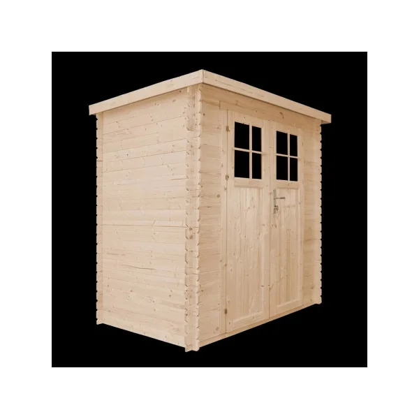 Abri de jardin Bois Massif 3,39m² Madrier 19 mm Monopente Porte Renforcé