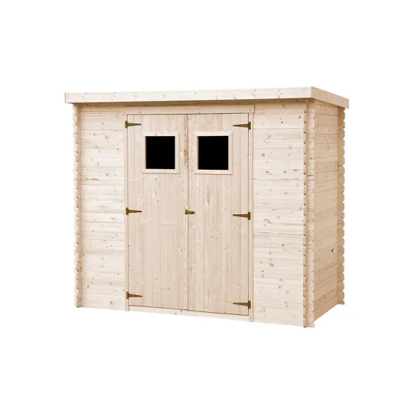 Abri de jardin Bois Massif 3,39m² Madrier 19 mm Monopente
