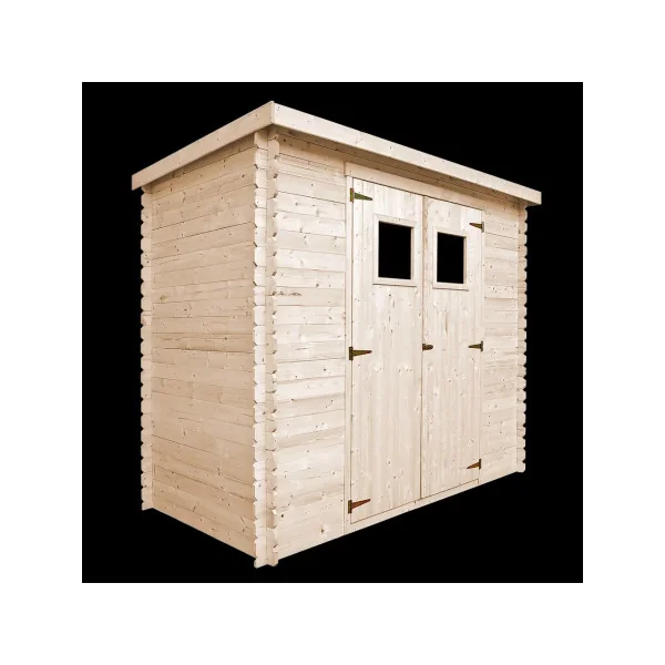 Abri de jardin Bois Massif 3,39m² Madrier 19 mm Monopente