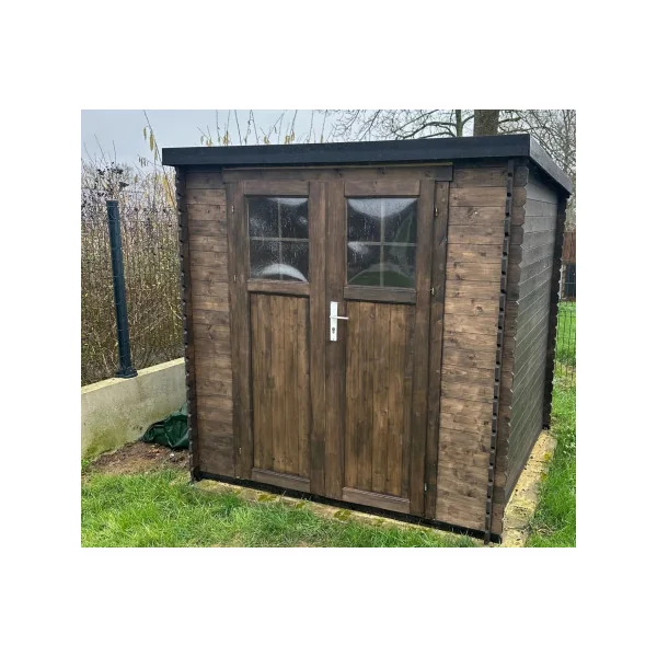Abri de jardin Bois Massif 4,16m² Madrier 19 mm Monopente Porte Renforcé
