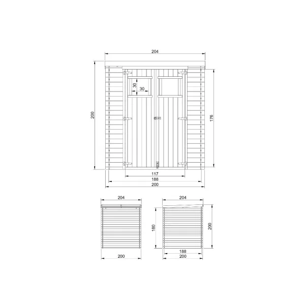 Abri de jardin Bois Massif 4,16m² Madrier 19 mm Monopente