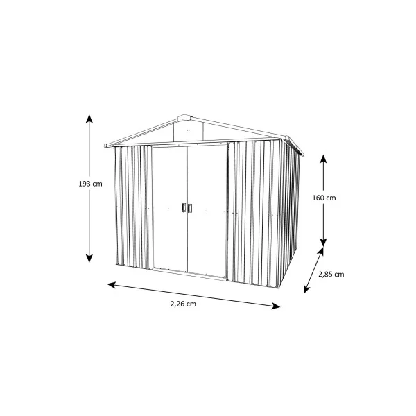 Abri de Jardin en Métal 7,21m² + Kit Ancrage Abri Jardin Métallique Rangement Bois Outillage de Jardin