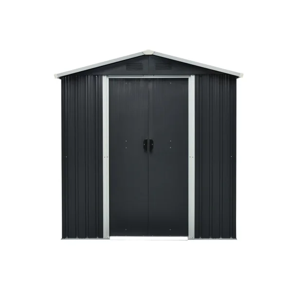 Abri de jardin en métal anthracite 2,54m² Abri de stockage en fer galvanisé abri jardin métallique
