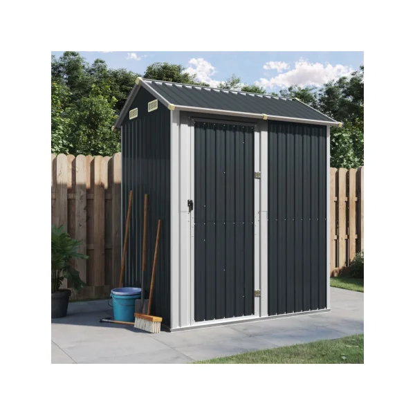 Abri de Jardin en Métal Galvanisé 2,91 m² Anthracite Abri Métallique Stockage Bois Outillage