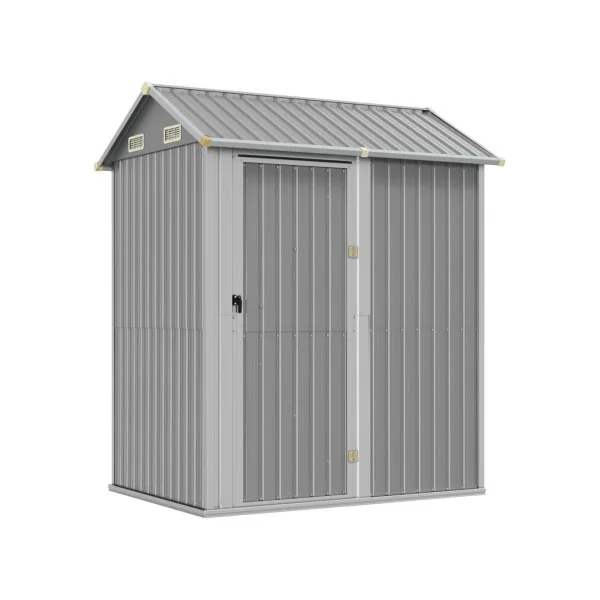 Abri de Jardin en Métal Galvanisé 2,91 m² Gris Abri Métallique Stockage Bois Outillage